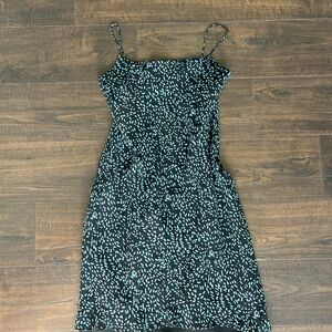 Ann Taylor Black and Teal Patterned Midi Dress